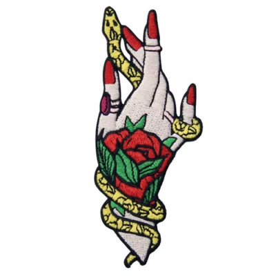 Embroidered Patches Iron On Sew On transfers Badges appliques snake witchy hand - Image 1 of 4