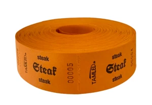 Bonrolle STEAK orange Steakmarke Steakwertmarke Wertmarke 1000 Stk/Rolle Bon - Bild 1 von 1