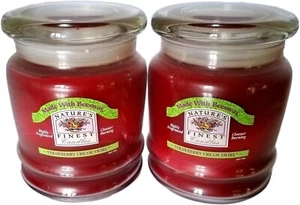 Scented Jar Candles Bulk 2-Pack Large Beeswax Blend Red Strawberry Cream 470 - Picture 1 of 2