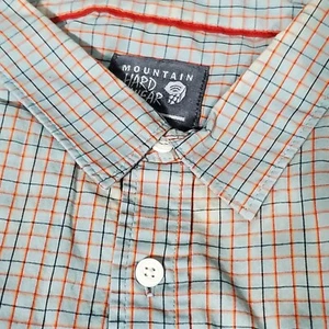 Mountain Hardwear Shirt Mens Medium Gray Plaid Performance Outdoor Hiking Nature - Picture 1 of 12
