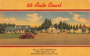 66 Auto Court  On US Highway Route 66  Street  View  St. Louis,MO Vtg Postcard - Picture 1 of 2