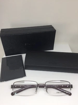 Nuevas Gafas Auténticas Prada VPR 53M C. 1Bl-101 Marrón Brillante 54-18mm Hechas en Italia Foto 1 de 4