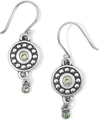 Brincos medalha ponto seixo Brighton verde cristal prata fio francês novo com etiquetas $48 - Imagem 1 de 2