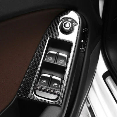 Borde de marco de botón de elevación de vidrio para ventana de puerta de fibra de carbono para Audi A4 B8 2009-2016 Foto 1 de 4