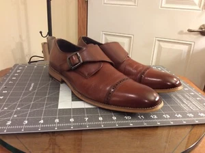 Stacy Adams Desmond Shoes Cap Toe Monk Strap Cognac Leather 25162-221 Sz 11M - Picture 1 of 10
