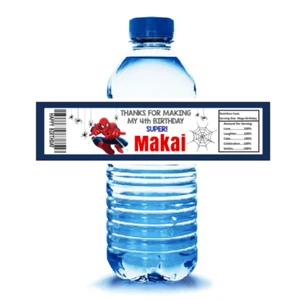 15 envoltorios de etiquetas de botellas de agua Spiderman. ENVOLTURA COMPLETA - Imagen 1 de 3
