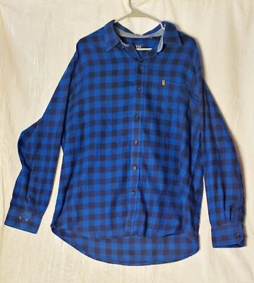 Izod Flannel Plaid Blue Black Button Up XL Shirt Mens Button Down COMFY - Image 1 of 4