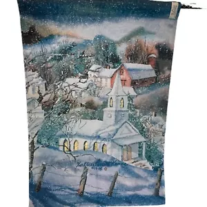House Flag Banner Yard Garden Church In Snow Holiday TOLAND brand 24 X 34 1998 - Picture 1 of 4