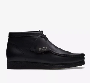 BEST SELLER CLARKS MEN'S Wallabee Boot Regular Size US, Black Leather - Picture 1 of 8