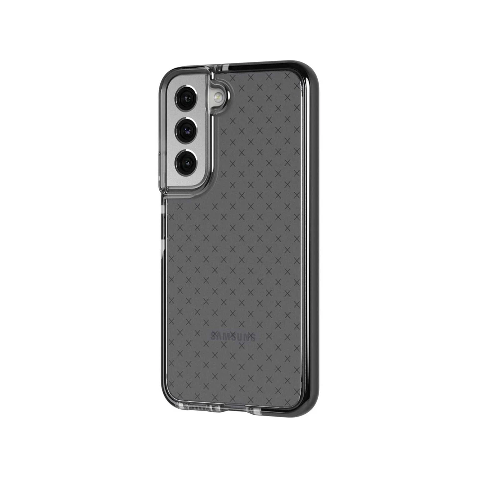 TECH21 EVO CHECK CASE FOR SAMSUNG GALAXY S22 IMPACT PROTECT SMOKEY BLK T21-9361 - Image 1 of 2