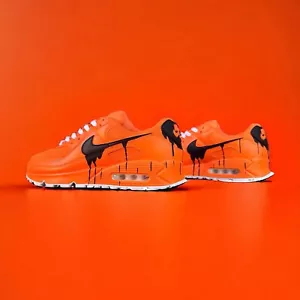 Custom Nike Air Max 90 Sneakers / Handmade Painted / Dripped Shoes / Unique - Picture 1 of 5