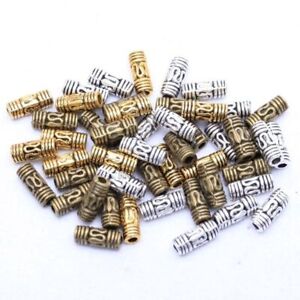 Column Tube Spacer Beads - 8x3mm Antique Metal Bead Jewelry Making Supplies 50pc