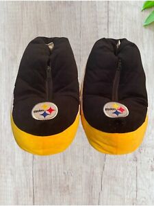 Pittsburgh Steelers Zipper Color Block Close Back Slippers Black Yellow See Desc