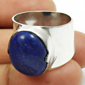 Damen Geschenk Natürlich Lapislazuli Edelstein Ringgröße 9 925 Silber Schmuck G9 - Bild 1 von 7