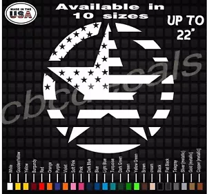 Cbcdecals-Military Star American Flag Star Decal Army Decal Sticker USA - Foto 1 di 2