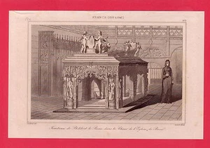France XVIe Tombeau de Philibert le Beau dans l'église de Brou gravure 1845/B2 - Imagen 1 de 1