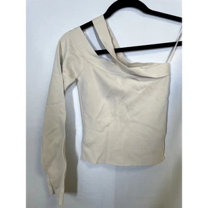 GAUGE81 Xavia Asymmetric One Shoulder Top Cutout Long Sleeve Sand XS $210 - Picture 1 of 7