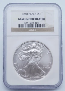 2008 American Silver Eagle $ Dollar NGC Gem Uncirculated - U1589 - Picture 1 of 4