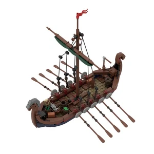 Modubrix Mocs Building Blocks Viking Longship Sets Bricks Toys Kits 465 Parts - Picture 1 of 7