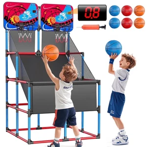 Gioco Arcade Basket Bambini con LED Punteggi e Suoni, Doppio Colpo Basket Ga - Foto 1 di 9