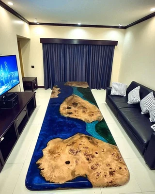 30"x60" Multi Epoxy Resin Wood Dining Tabletop Kitchen Slab Console Table Decors - Image 1 of 4