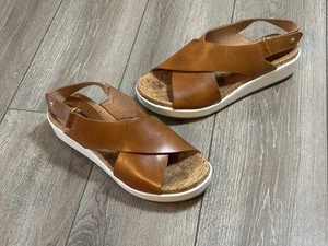 Pikolinos Brown Leather Ankle Strap Wedge Sandals Brandy Women's EU 39/ US 8.5-9 - Picture 1 of 13