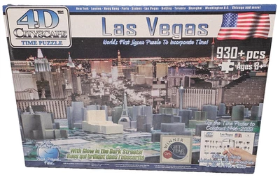 4D Cityscape Las Vegas Jigsaw Time Puzzle New Sealed Glow In The Dark 930 Pieces - Image 1 of 4