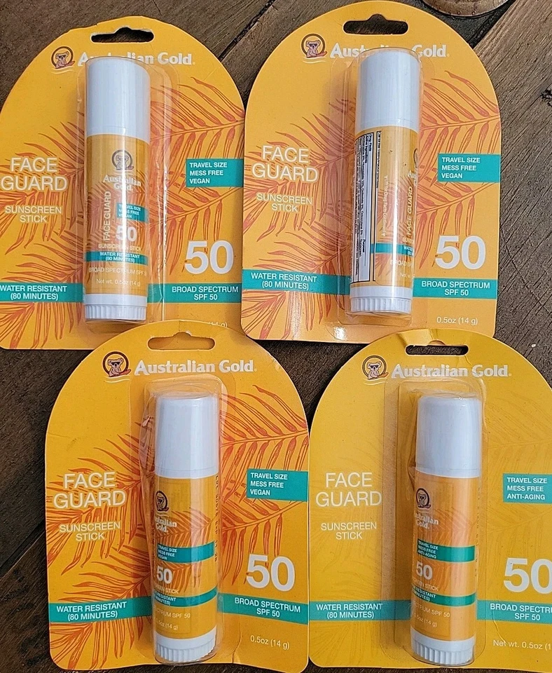 PROTECTOR FACIAL AUSTRALIANO DORADO PROTECTOR SOLAR BARRA SPF 50 0,5 OZ LOTE DE 4 Foto 1 de 4