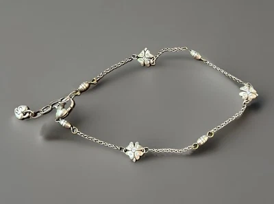 Brazalete tobillo vintage Brighton estrás trébol plateado. Foto 1 de 4