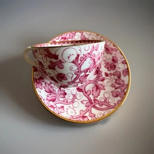 Vintage Miniature SPODE Pink Cup & Saucer - Picture 1 of 4