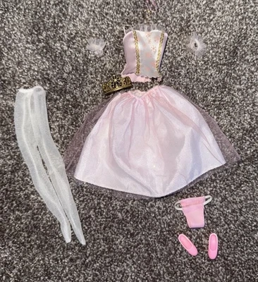 2003 Barbie Cascanueces Sugarplum Princesa Clara Rosa Brillo Vestido Vestido Conjunto Foto 1 de 2