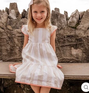 NWT Sammy + Nat Linen Dress in Desert Stripe Girls Size 7 - Picture 1 of 8