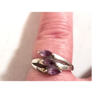 Amethyst Drei Stein Sterlingsilber Ring Gr. 7,75 - Bild 1 von 5