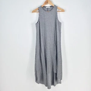 Mango womens dress size XS shift hi-low black white check gingham 060227 - Picture 1 of 8
