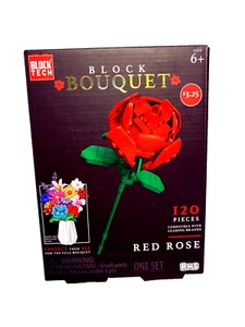 Block Bouquet RED ROSE Flower Building Block Set 120 Pieces - Picture 1 of 3