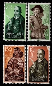 Spanish Sahara Sc #92-93, B53-54 MINT HINGED Complete 1959 Cervantes - Picture 1 of 1