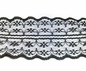 Spitze Spitzenbordüre Spitzenborte Wäschespitze 1m schwarz 45 mm breit - Picture 1 of 2