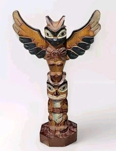 Alaska Black Diamond Hand Carved Totem Pole Thunderbird Signed Ray Moore 8.5” T  - Picture 1 of 8