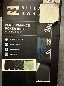 Billabong Performance Boxer Briefs Fly Pouch 3 Pack Mens Small