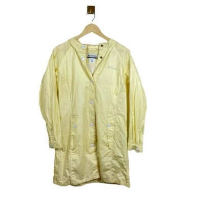 Chaqueta de lluvia larga con capucha vintage Columbia para mujer en amarillo pastel talla M Foto 1 de 4