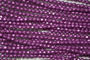 Czech Fire Polished 4mm round faceted glass beads - CT Sat Metallic Pink Yarrow - Picture 1 of 1