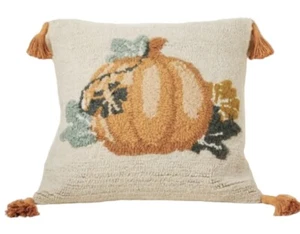 Opalhouse Pumpkin Country Throw Pillow 18” Autumn Decor Jungalow Tassels Woven - Picture 1 of 7
