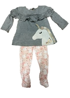 Camisa Mud Pie Niñas Unicornio Brillante Otoño Manga Larga Talla 24 Meses 2T PANTALONES GRATIS Foto 1 de 4