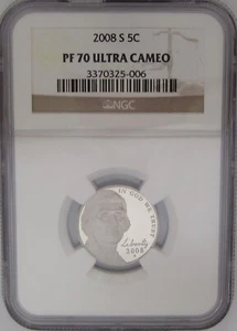 2008-S JEFFERSON NICKEL NGC PF70 ULTRA CAMEO - PERFECT GEM ULTRA CAMEO PROOF - Picture 1 of 5