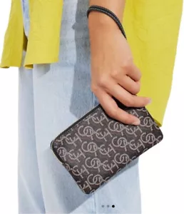 🆕🌺COACH🌺 Corner Zip Wristlet With Signature Monogram Print #CF548 IMBLK🔥 - Picture 1 of 17