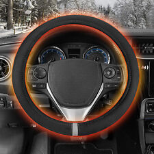 12v Black 15 In Heated Steering Wheel Cover Warm Winter Universal Cars