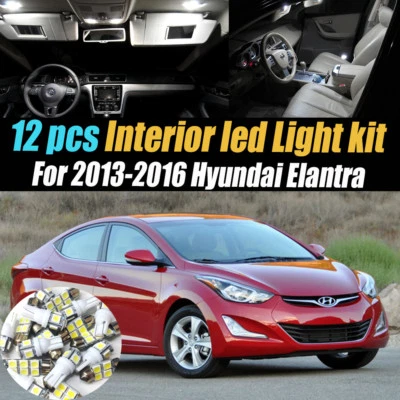 Paquete de kit de luces LED interiores de auto súper blancas de 12 piezas para Hyundai Elantra 2013-2016 Foto 1 de 4