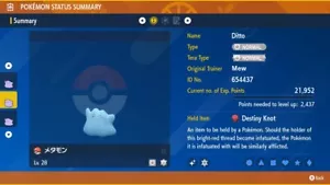 Shiny 6IV JPN Regione Masuda Ditto Nodo Destino Pokemon Scarlatto/Viola Casa - Foto 1 di 3