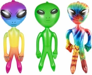3er SET - verschiedene 36" Alien aufblasbar aufblasbar - Regenbogengrün-Krawatte-Farbstoff - Bild 1 von 1