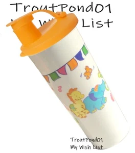 Tupperware 16 Oz Tall Iced Tea Tumbler Circus Animals Flip Top Seal Lid - Picture 1 of 4